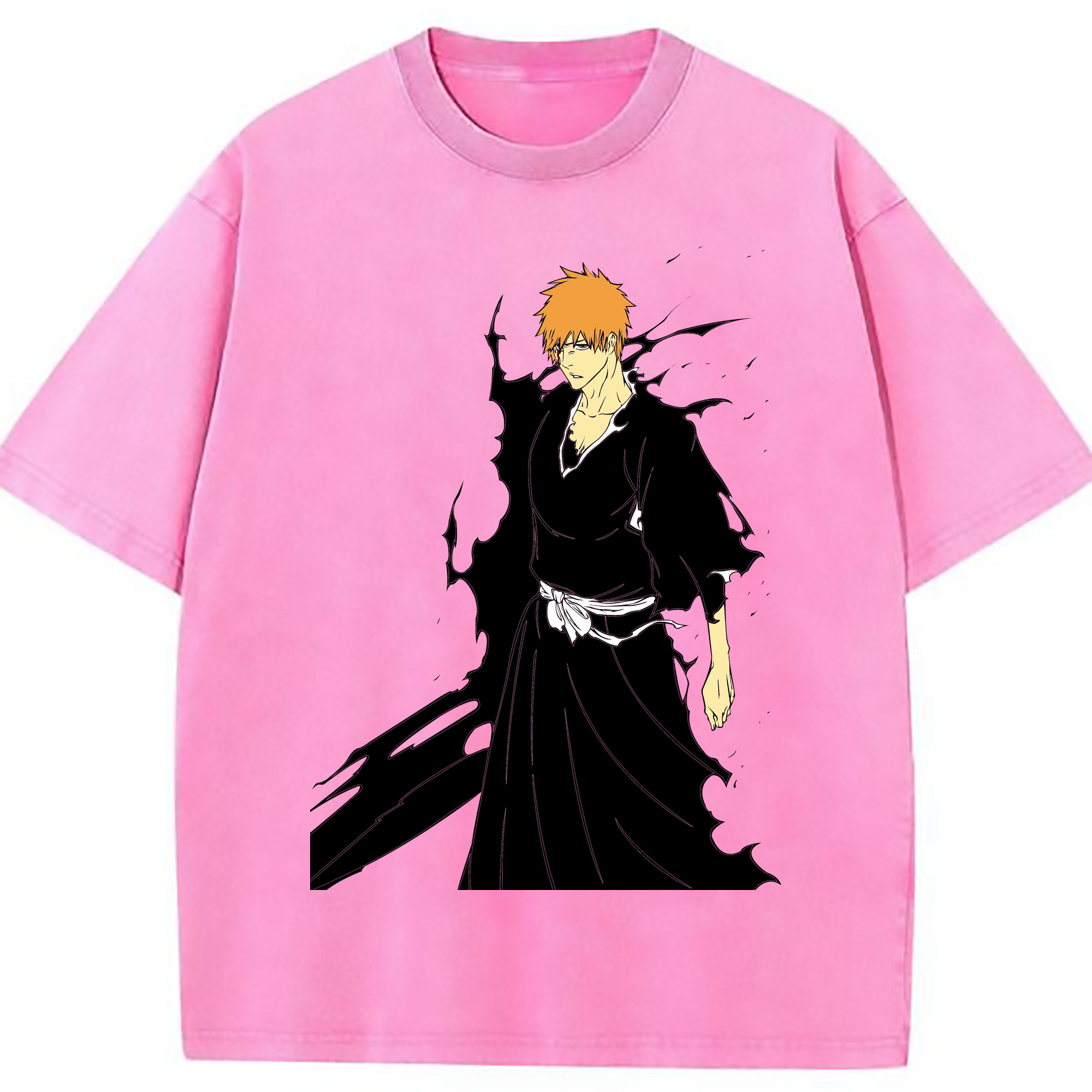 （画像用） ブリーチ 黒崎一護（くろさき いちご）BLEACH Kurosaki Ichigo 綿100% ヴィンテージ風 半袖Tシャツ（フロントプリント）